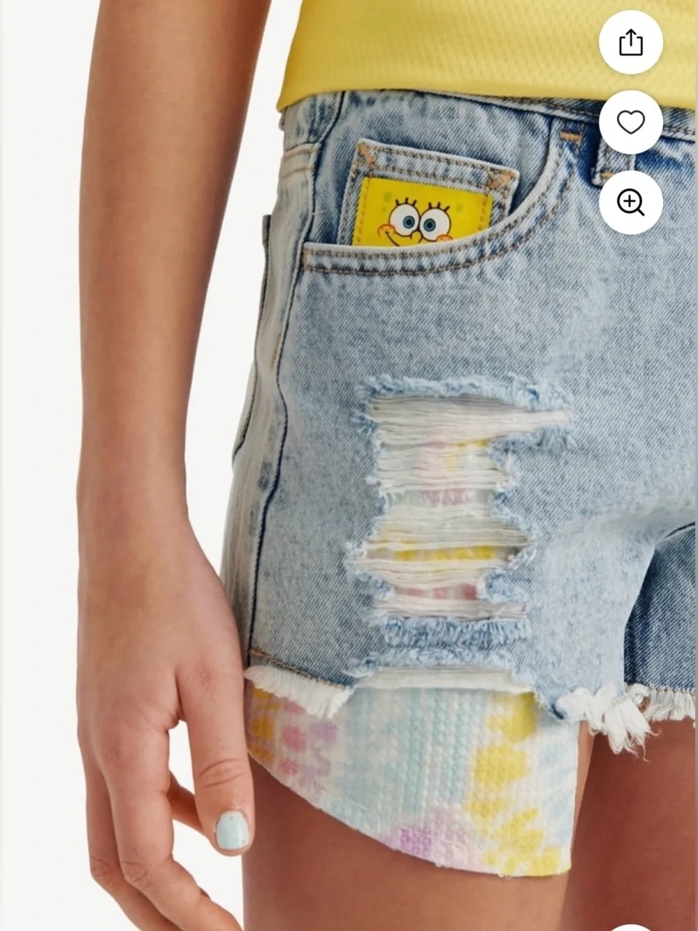 Spongebob X Justice Girls Sequin Denim Short, Sizes 10 Slim & Plus